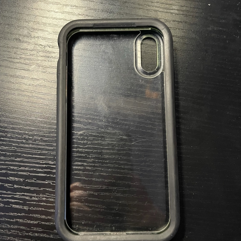 Clear LifeProof case with green detailing.